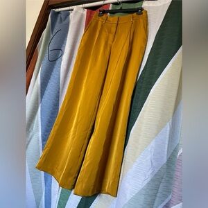 Yellow/gold wide leg silky trousers